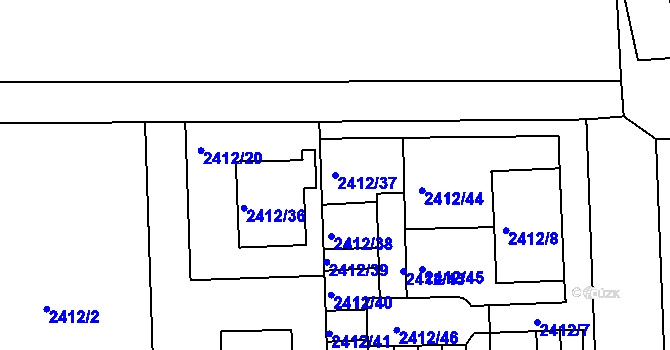 Parcela st. 2412/37 v KÚ Jaroměř, Katastrální mapa