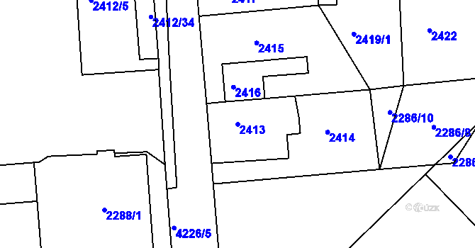 Parcela st. 2413 v KÚ Jaroměř, Katastrální mapa