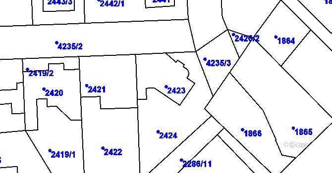 Parcela st. 2423 v KÚ Jaroměř, Katastrální mapa