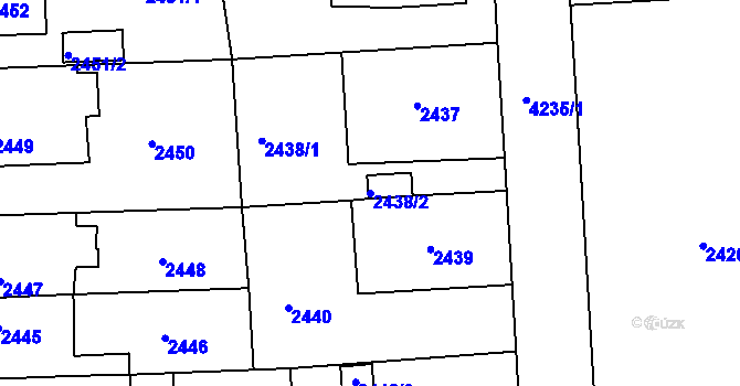 Parcela st. 2438/2 v KÚ Jaroměř, Katastrální mapa