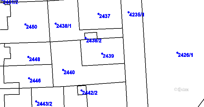 Parcela st. 2439 v KÚ Jaroměř, Katastrální mapa