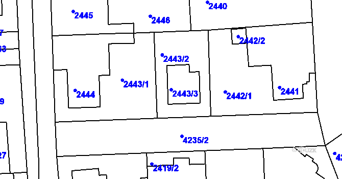 Parcela st. 2443/3 v KÚ Jaroměř, Katastrální mapa