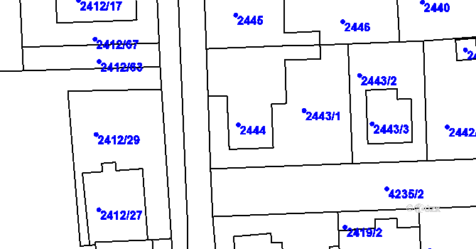 Parcela st. 2444 v KÚ Jaroměř, Katastrální mapa