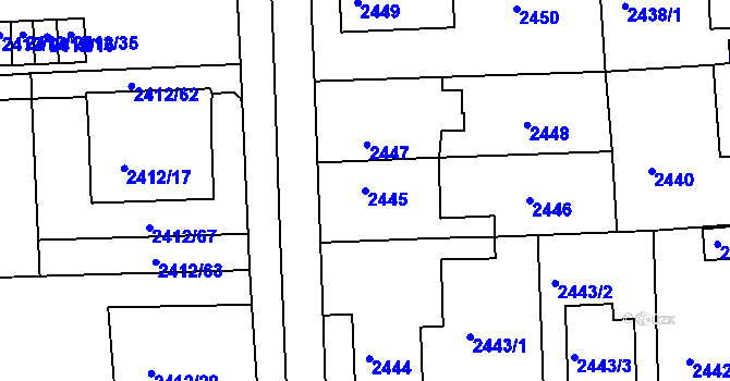 Parcela st. 2445 v KÚ Jaroměř, Katastrální mapa