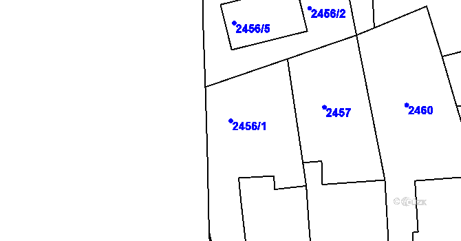Parcela st. 2456/1 v KÚ Jaroměř, Katastrální mapa