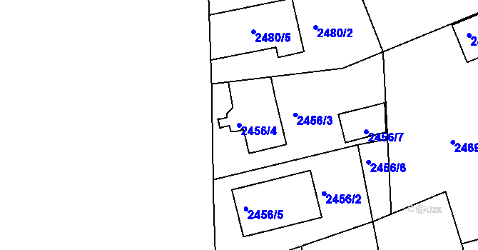 Parcela st. 2456/4 v KÚ Jaroměř, Katastrální mapa