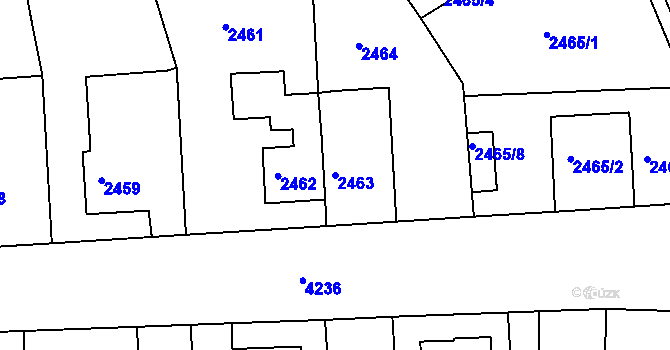 Parcela st. 2463 v KÚ Jaroměř, Katastrální mapa