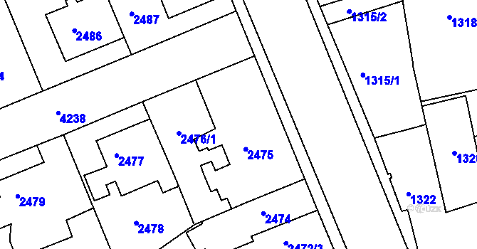 Parcela st. 2475 v KÚ Jaroměř, Katastrální mapa