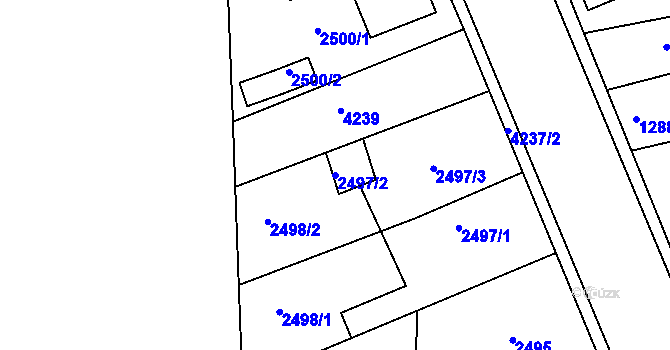 Parcela st. 2497/2 v KÚ Jaroměř, Katastrální mapa