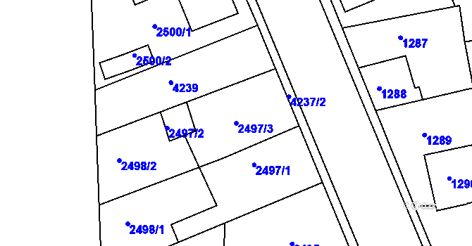 Parcela st. 2497/3 v KÚ Jaroměř, Katastrální mapa