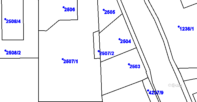 Parcela st. 2507/2 v KÚ Jaroměř, Katastrální mapa