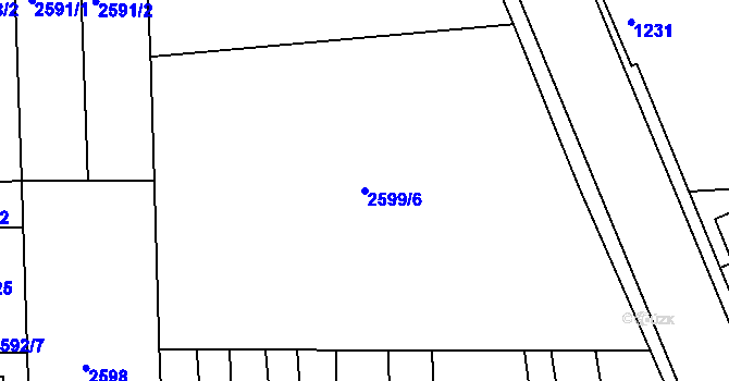 Parcela st. 2599/6 v KÚ Jaroměř, Katastrální mapa