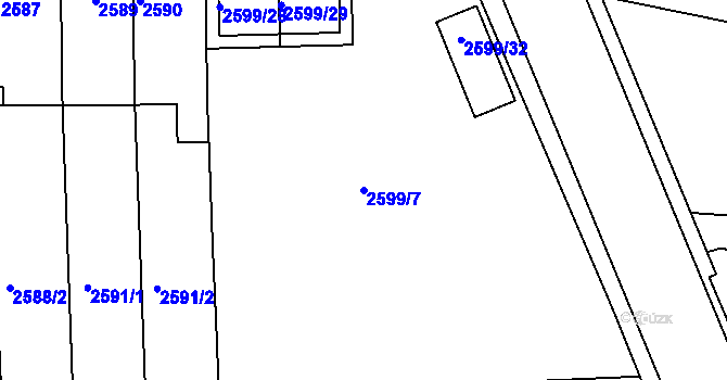 Parcela st. 2599/7 v KÚ Jaroměř, Katastrální mapa