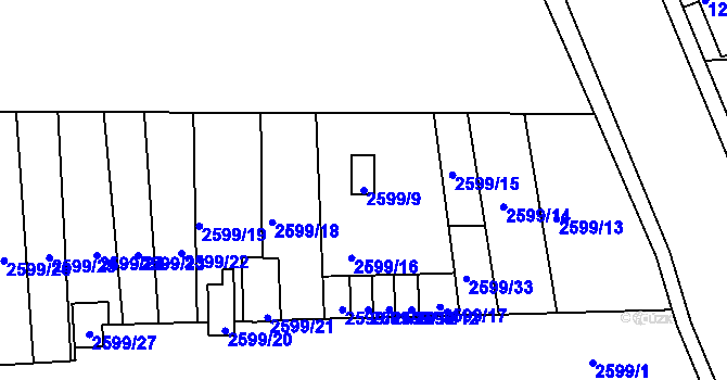 Parcela st. 2599/9 v KÚ Jaroměř, Katastrální mapa