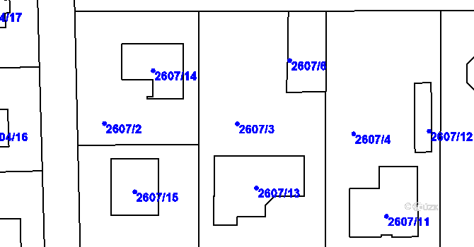 Parcela st. 2607/3 v KÚ Jaroměř, Katastrální mapa