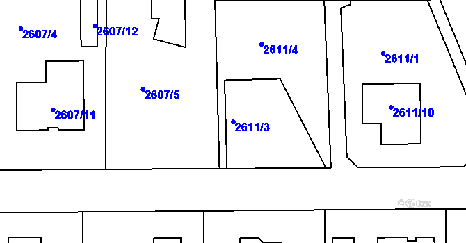 Parcela st. 2611/3 v KÚ Jaroměř, Katastrální mapa