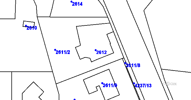 Parcela st. 2612 v KÚ Jaroměř, Katastrální mapa