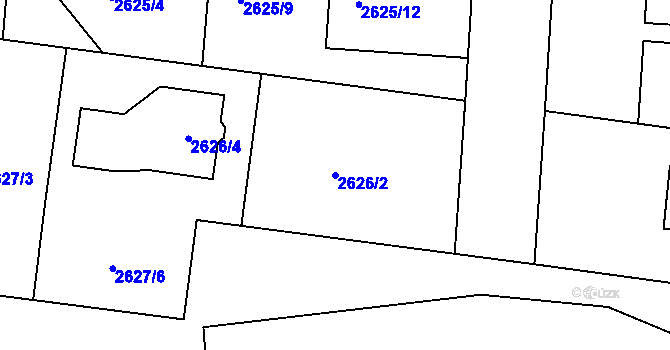 Parcela st. 2626/2 v KÚ Jaroměř, Katastrální mapa