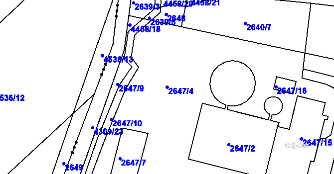 Parcela st. 2647/4 v KÚ Jaroměř, Katastrální mapa