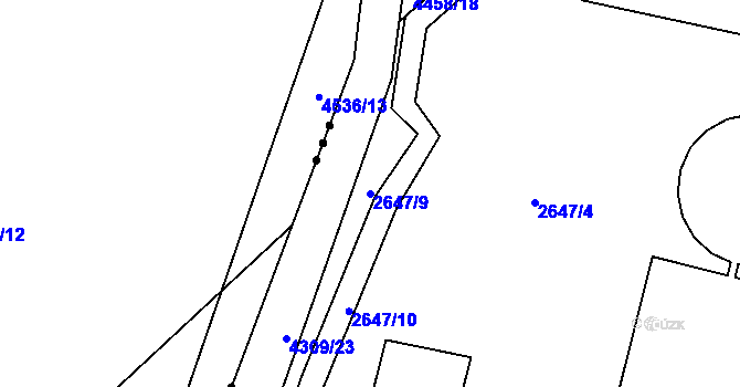 Parcela st. 2647/9 v KÚ Jaroměř, Katastrální mapa