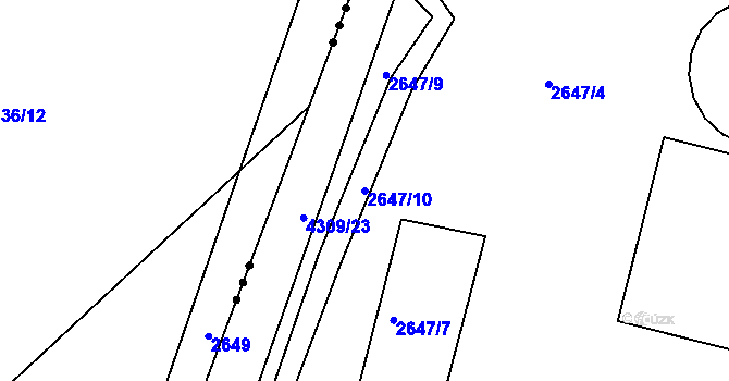 Parcela st. 2647/10 v KÚ Jaroměř, Katastrální mapa