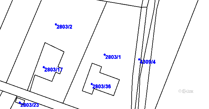 Parcela st. 2803/1 v KÚ Jaroměř, Katastrální mapa