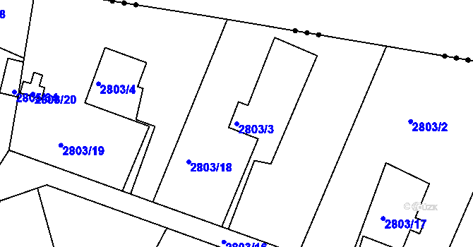 Parcela st. 2803/3 v KÚ Jaroměř, Katastrální mapa