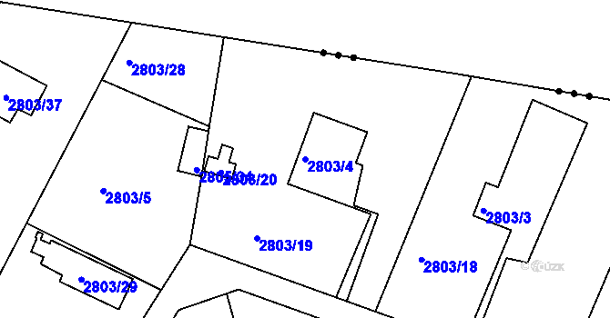 Parcela st. 2803/4 v KÚ Jaroměř, Katastrální mapa
