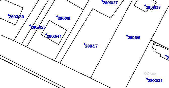Parcela st. 2803/7 v KÚ Jaroměř, Katastrální mapa