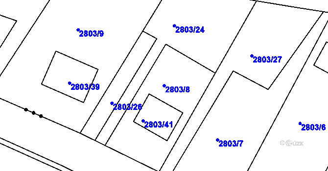 Parcela st. 2803/8 v KÚ Jaroměř, Katastrální mapa