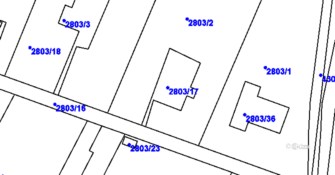 Parcela st. 2803/17 v KÚ Jaroměř, Katastrální mapa