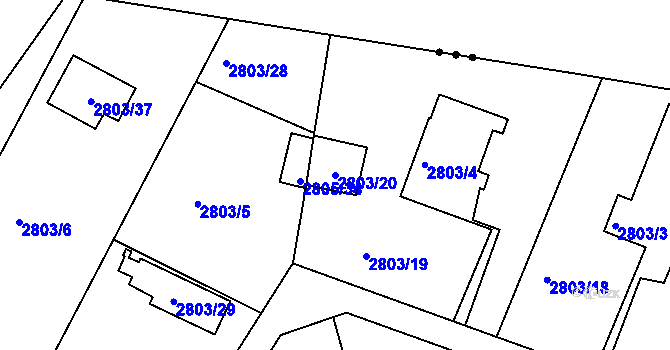 Parcela st. 2803/20 v KÚ Jaroměř, Katastrální mapa