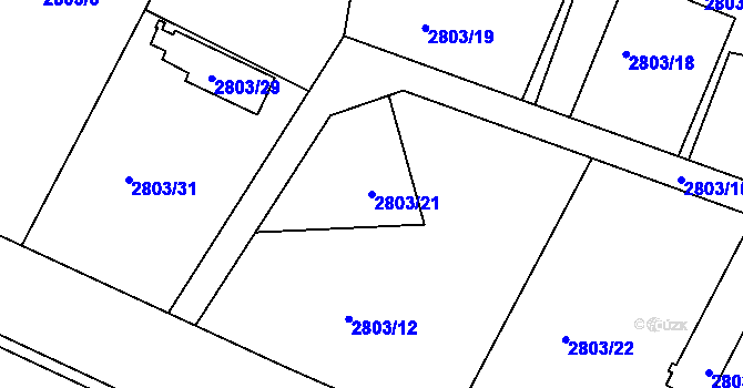 Parcela st. 2803/21 v KÚ Jaroměř, Katastrální mapa