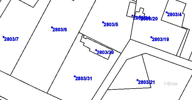 Parcela st. 2803/29 v KÚ Jaroměř, Katastrální mapa