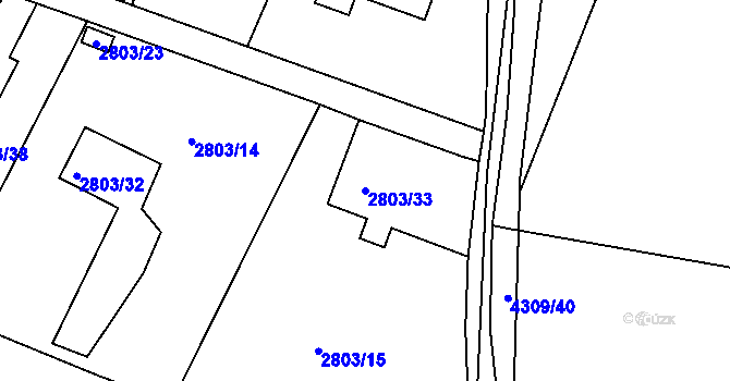 Parcela st. 2803/33 v KÚ Jaroměř, Katastrální mapa