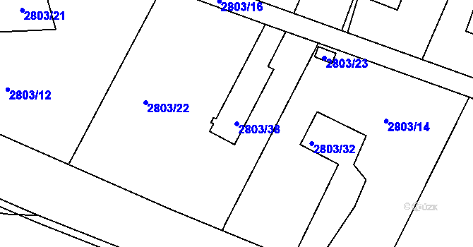 Parcela st. 2803/38 v KÚ Jaroměř, Katastrální mapa