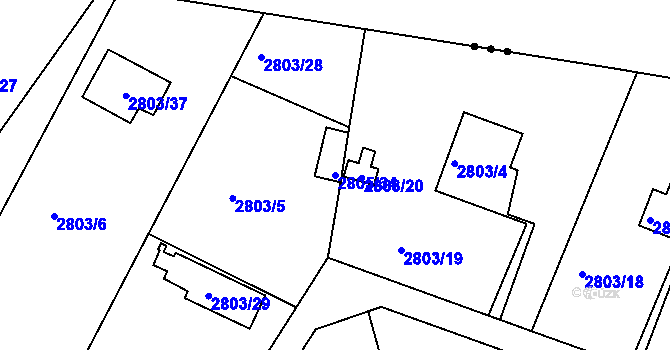 Parcela st. 2805/34 v KÚ Jaroměř, Katastrální mapa