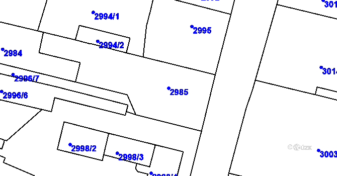 Parcela st. 2985 v KÚ Jaroměř, Katastrální mapa