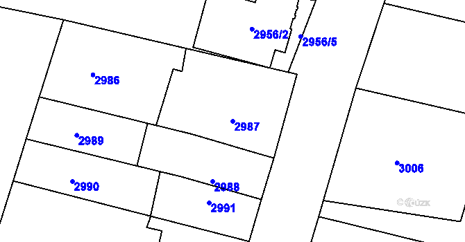 Parcela st. 2987 v KÚ Jaroměř, Katastrální mapa