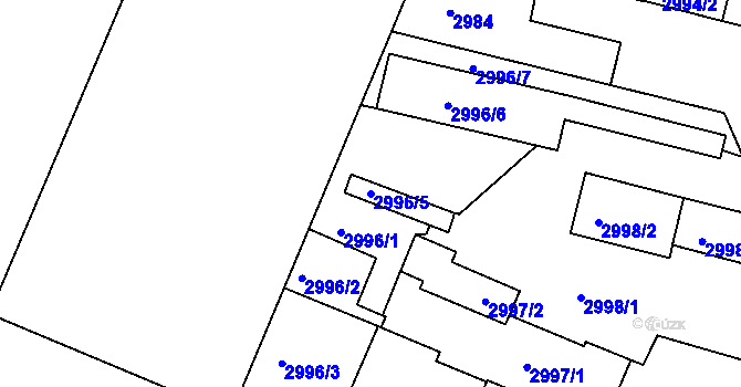 Parcela st. 2996/5 v KÚ Jaroměř, Katastrální mapa
