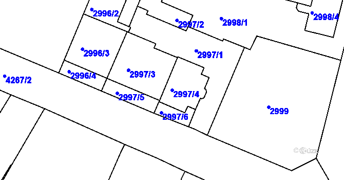 Parcela st. 2997/4 v KÚ Jaroměř, Katastrální mapa