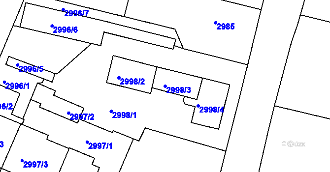 Parcela st. 2998/3 v KÚ Jaroměř, Katastrální mapa