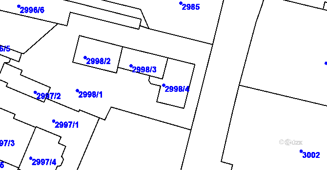 Parcela st. 2998/4 v KÚ Jaroměř, Katastrální mapa