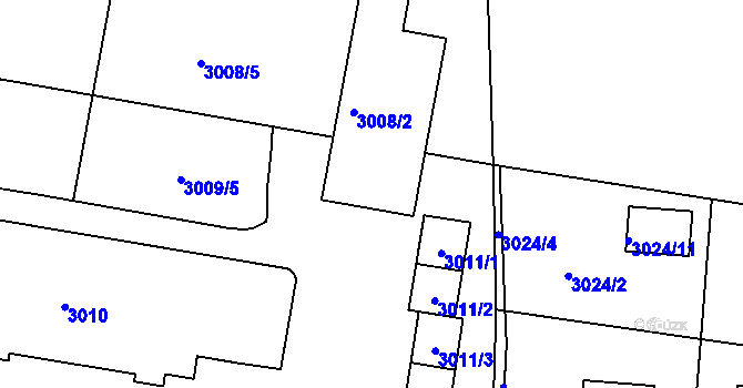Parcela st. 3009/2 v KÚ Jaroměř, Katastrální mapa