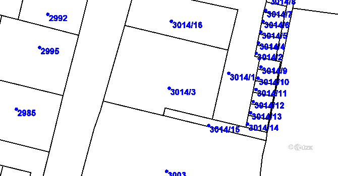 Parcela st. 3014/3 v KÚ Jaroměř, Katastrální mapa