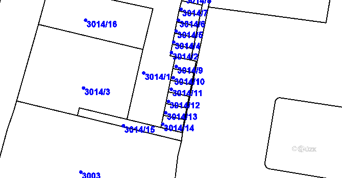 Parcela st. 3014/11 v KÚ Jaroměř, Katastrální mapa