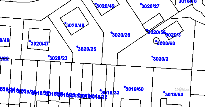 Parcela st. 3020/1 v KÚ Jaroměř, Katastrální mapa