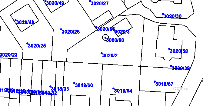 Parcela st. 3020/2 v KÚ Jaroměř, Katastrální mapa
