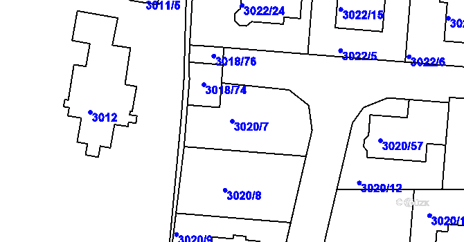 Parcela st. 3020/7 v KÚ Jaroměř, Katastrální mapa