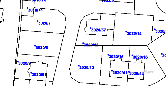Parcela st. 3020/12 v KÚ Jaroměř, Katastrální mapa